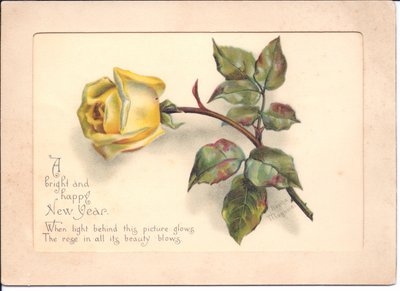 Carte de Nouvel An victorienne à tenir devant la lumière d