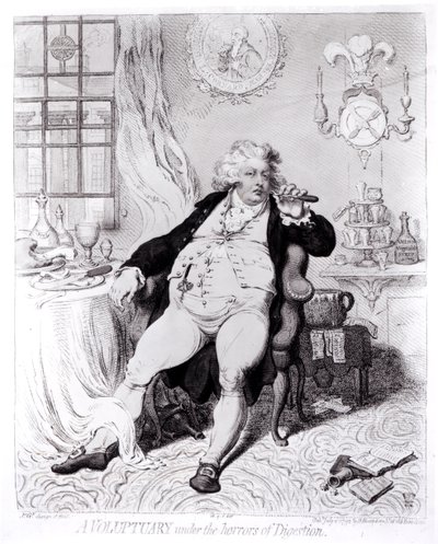 Un voluptueux sous les horreurs de la digestion, publié en 1792 - English School