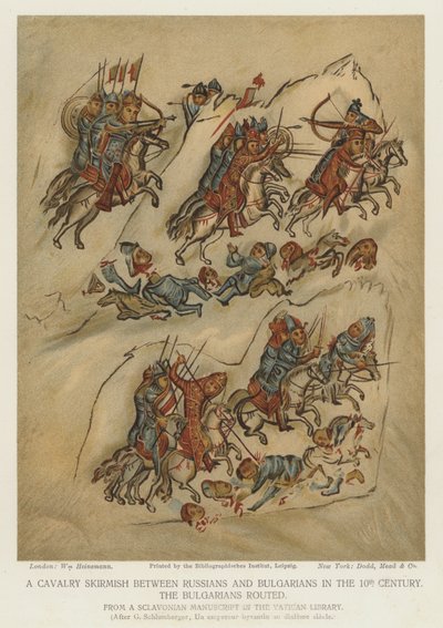 Escarmouche de cavalerie entre Russes et Bulgares au 10ème siècle - English School