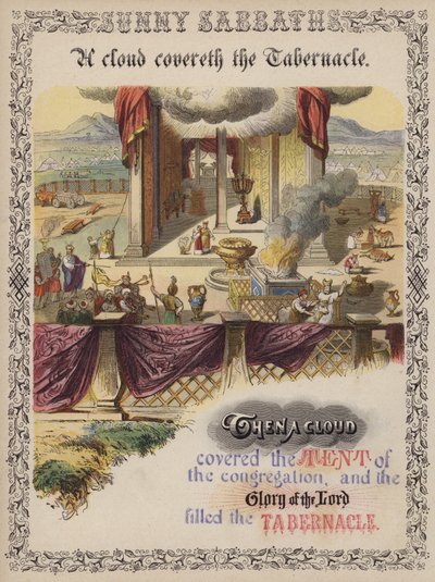 Un nuage couvre le tabernacle (gravure en couleur) - English School