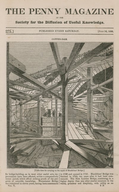 Un batardeau pour la réparation du pont de Blackfriars - English School