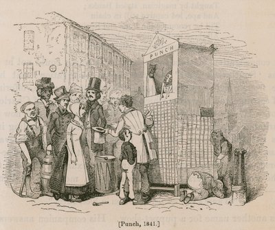 Une foule se rassemble pour regarder un spectacle de Punch et Judy - English School