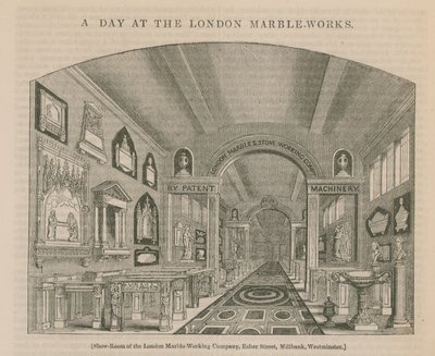 Une journée à la marbrerie de Londres (gravure) - English School