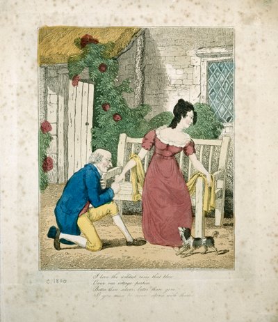 Scène lithographiée colorée à la main d