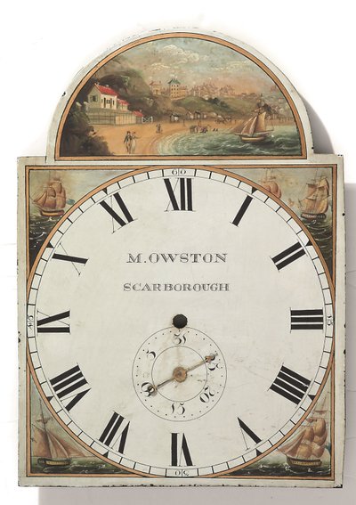 Cadran de longue pendule peint de la fin de George III ou de la Régence, c.1810 - English School