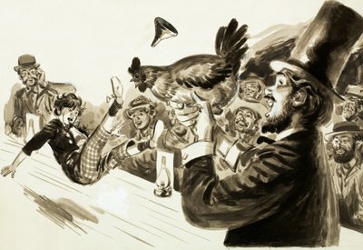Un magicien produisant un poulet sur scène - English School