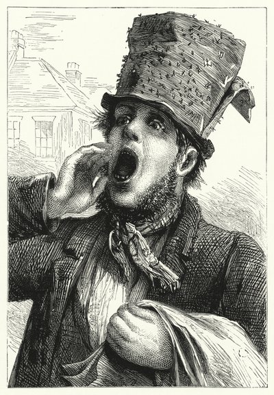 Un homme vendant des papiers tue-mouches (lithographie) - English School