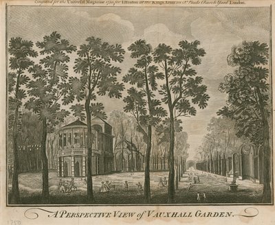 Vue en perspective des jardins de Vauxhall, Londres - English School