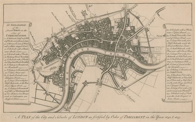Plan de la ville et des faubourgs de Londres fortifiés par ordre du Parlement en 1642 et 1643 - English School