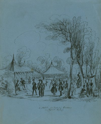 Un croquis dans les jardins de Jenkins, Regents Park, Londres - English School