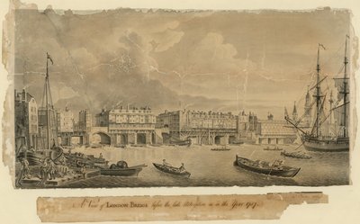 Vue du Pont de Londres avant la dernière modification en 1757 - English School