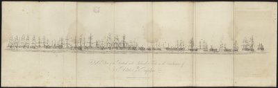 Vue des flottes britanniques et combinées à la fin de la bataille de Trafalgar - English School