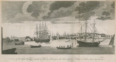 Vue de la Tamise vers Londres, prise de la tête de Lord Ligonier dans Fishers Lane, Greenwich - English School