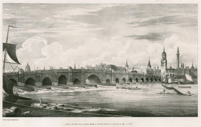 Vue du côté est du pont de Londres en 1827 - English School