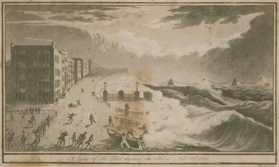 Vue de la jetée pendant la tempête à Brighton - English School