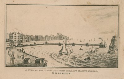 Vue de la jetée suspendue à chaînes et de la Marine Parade - English School