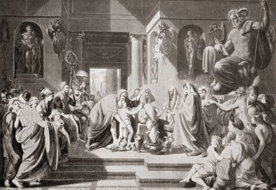 Un jeune Hannibal, ordonné par son père Hamilcar Barca, de jurer une inimitié éternelle à Rome, de Hutchinson