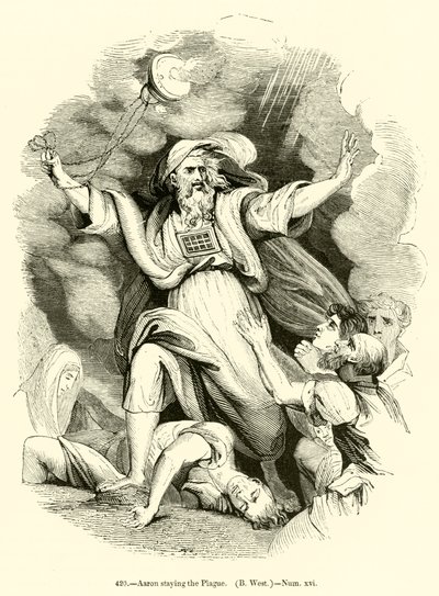 Aaron arrêtant la peste, B West, Nombres xvi - English School