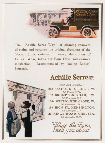 Achille Serre, nettoyeurs et teinturiers - English School