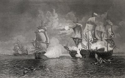 Action entre Bonhomme Richard et le Serapis, 23 septembre 1779 (gravure) - English School