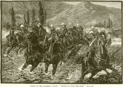 Action dans la vallée de Chardeh : essayer de sauver les canons - English School
