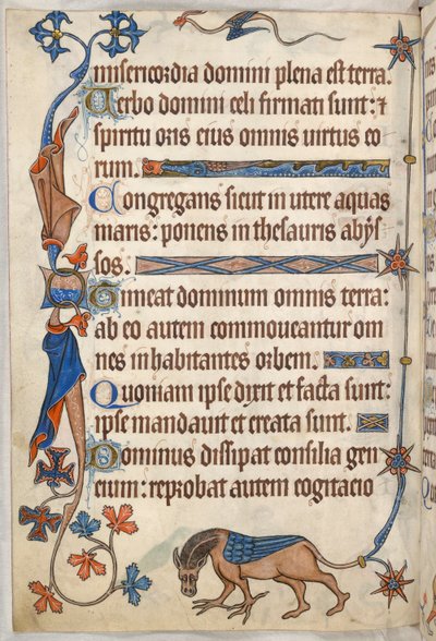 Add. 42130, f.61v, Psaume 32, cheval ailé, du 