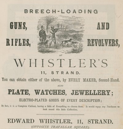 Publicité pour Edward Whistler, 11 Strand, Londres - English School