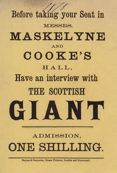 Publicité pour le hall de Messrs Maskelyne et Cooke - English School