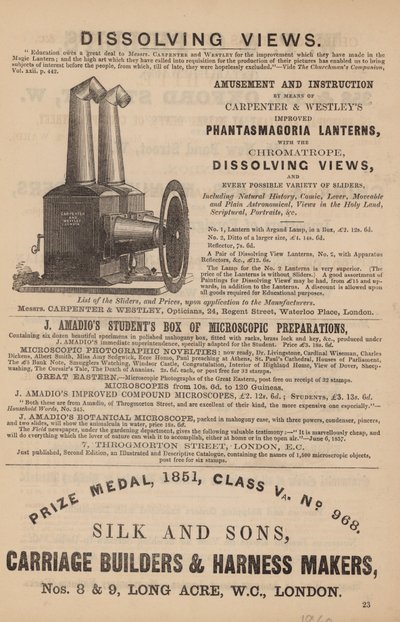 Publicité pour les lanternes Phantasmagoria - English School