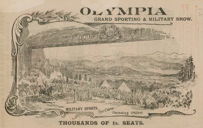 Publicité pour un Grand Spectacle Sportif et Militaire à Olympia, Londres - English School