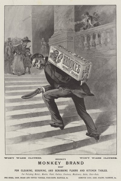 Publicité, savon de Brooke, marque Monkey (gravure) - English School