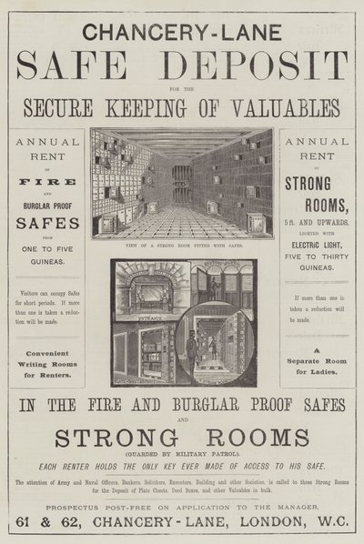 Publicité, Chancery-Lane Safe Deposit - English School