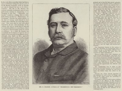 Publicité, M. B Beasley, auteur de "Bégaiement, son traitement" (gravure) - English School