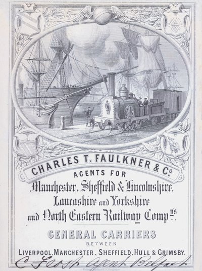 Publicité pour Charles T Faulkner and Company, agents pour les compagnies ferroviaires - English School