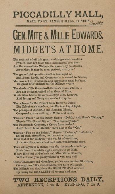 Publicité pour General Mite et Millie Edwards - English School
