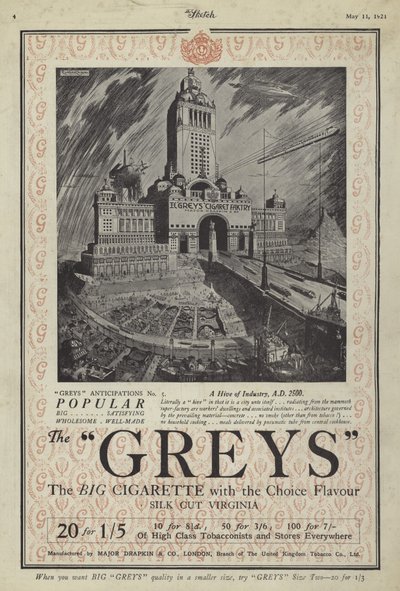 Publicité pour les cigarettes Greys - English School