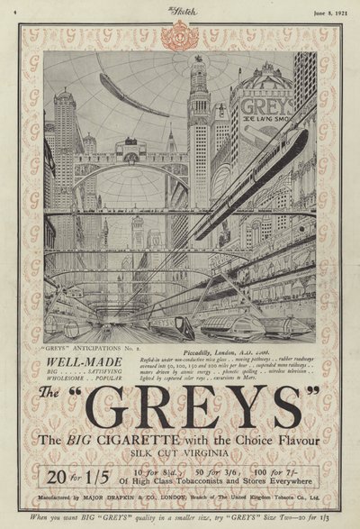 Publicité pour les cigarettes Greys - English School