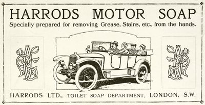 Publicité pour le savon moteur Harrods - English School