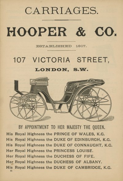 Publicité pour les carrosses Hooper & Co - English School