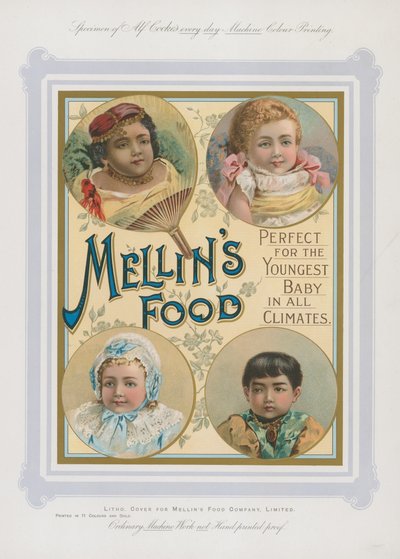 Publicité pour la nourriture Mellins pour bébés dans tous les climats - English School