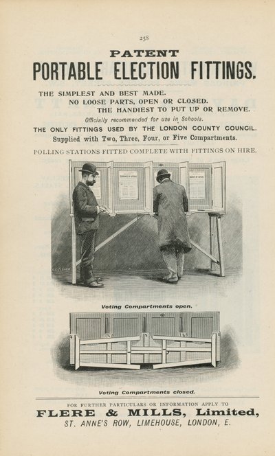 Publicité pour les équipements électoraux portables brevetés - English School