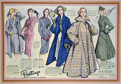 Publicité pour la collection de printemps de Pontings, années 1950 - English School
