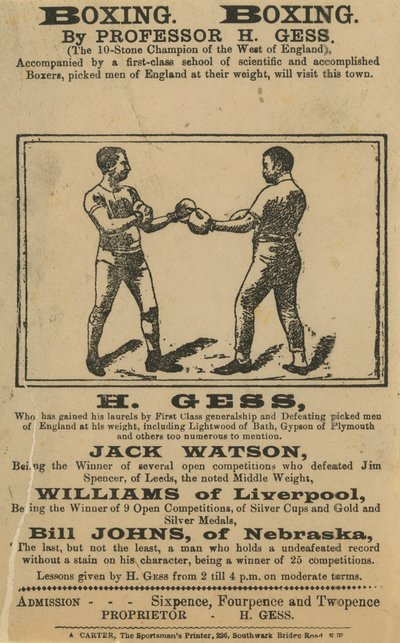 Publicité pour des cours de boxe - English School