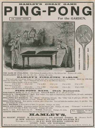 Publicité pour le ping-pong - English School