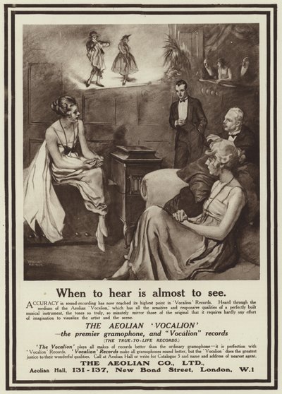 Publicité pour le gramophone Aeolian Vocalion - English School
