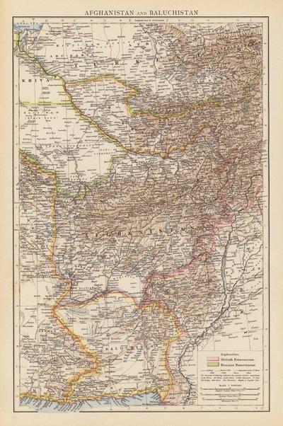 Afghanistan et Baloutchistan (lithographie en couleur) - English School