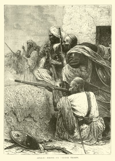 Afridis tirant sur les troupes britanniques - English School