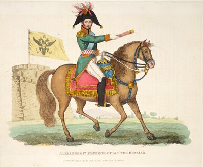 Alexandre Ier, Empereur de toutes les Russies, publié par Richard Evans, gravé par Romney, illustration de An Historical Account of the Battle of Waterloo par William Mudford, 1816 - English School