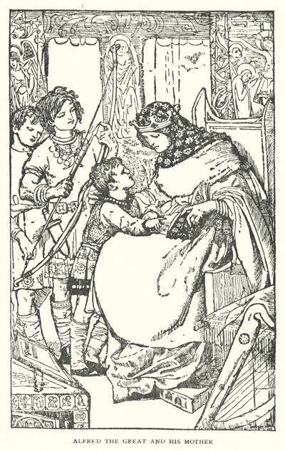 Alfred le Grand et sa Mère (lithographie) - English School