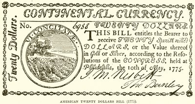 Billet de vingt dollars américain (1775) - English School